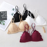 French Style Deep V Sexy Lace Bra Wireless Thin Underwear