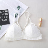 French Style Deep V Sexy Lace Bra Wireless Thin Underwear