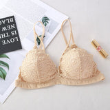 French Style Deep V Sexy Lace Bra Wireless Thin Underwear