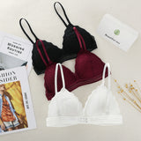 French Style Bralette Lace Bra Deep V Seamless Triangle Cup