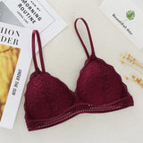 French Style Bralette Lace Bra Deep V Seamless Triangle Cup