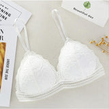 French Style Bralette Lace Bra Deep V Seamless Triangle Cup