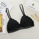 French Style Bralette Lace Bra Deep V Seamless Triangle Cup