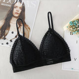 French Style Bralette Lace Bra Deep V Seamless Triangle Cup