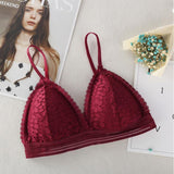 French Style Bralette Lace Bra Deep V Seamless Triangle Cup