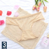3 Pcs Ladies Lace Panties perspective Briefs women Underwear Panty Big size Intimates knickers underpants Size M L XL