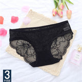 3 Pcs Ladies Lace Panties perspective Briefs women Underwear Panty Big size Intimates knickers underpants Size M L XL