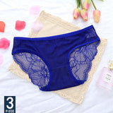 3 Pcs Ladies Lace Panties perspective Briefs women Underwear Panty Big size Intimates knickers underpants Size M L XL