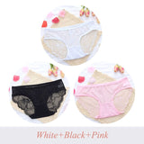 3 Pcs Ladies Lace Panties perspective Briefs women Underwear Panty Big size Intimates knickers underpants Size M L XL