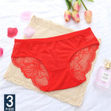 3 Pcs Ladies Lace Panties perspective Briefs women Underwear Panty Big size Intimates knickers underpants Size M L XL