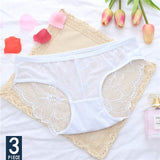 3 Pcs Ladies Lace Panties perspective Briefs women Underwear Panty Big size Intimates knickers underpants Size M L XL