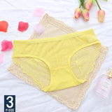 3 Pcs Ladies Lace Panties perspective Briefs women Underwear Panty Big size Intimates knickers underpants Size M L XL