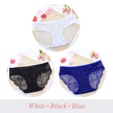 3 Pcs Ladies Lace Panties perspective Briefs women Underwear Panty Big size Intimates knickers underpants Size M L XL