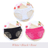 3 Pcs Ladies Lace Panties perspective Briefs women Underwear Panty Big size Intimates knickers underpants Size M L XL