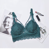 Women's Padded Bras Sweet Bow Push Up Lingerie Lace Flower Bra Bustier Seamless Bralette Bra