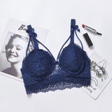 Women's Padded Bras Sweet Bow Push Up Lingerie Lace Flower Bra Bustier Seamless Bralette Bra