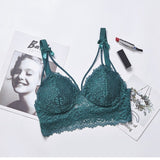 Women's Padded Bras Sweet Bow Push Up Lingerie Lace Flower Bra Bustier Seamless Bralette Bra