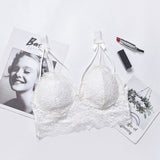 Women's Padded Bras Sweet Bow Push Up Lingerie Lace Flower Bra Bustier Seamless Bralette Bra