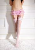 Sexy Women Ladies Lace Thigh-Highs Stockings Garter Belt Suspender G-string Set 1Pcs Garter belt +1Pcs Lingerie+1Pcs Stockings