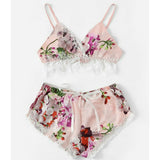 Sexy Floral Bra set Lace Underwear Bra and G-string Panties Lingerie Babydoll For Women